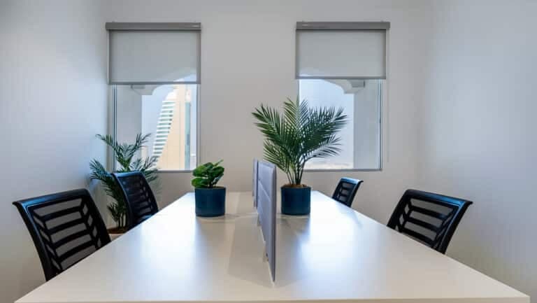 Window-side meeting table